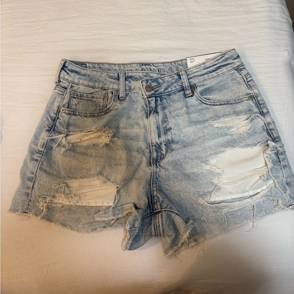 American Eagle Outfitters Light Blue Ripped Jean Shorts